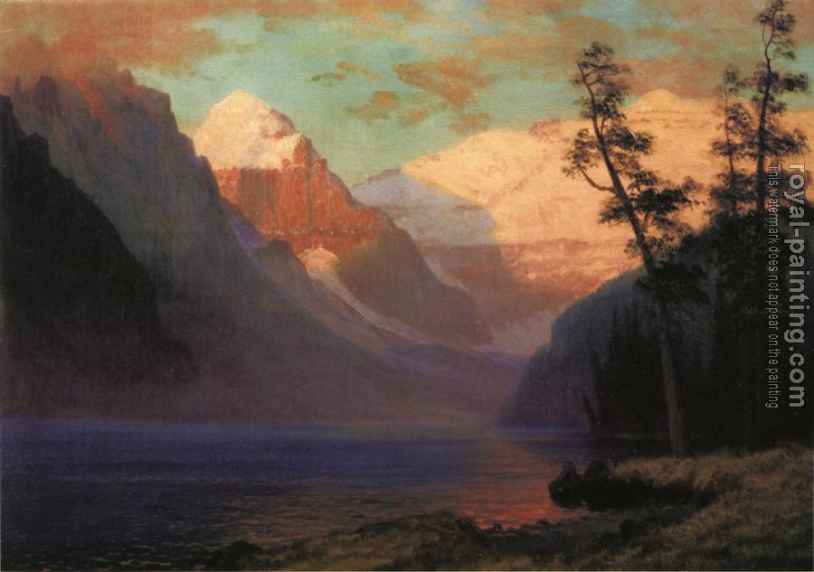 Albert Bierstadt : Evening Glow Lake Louise